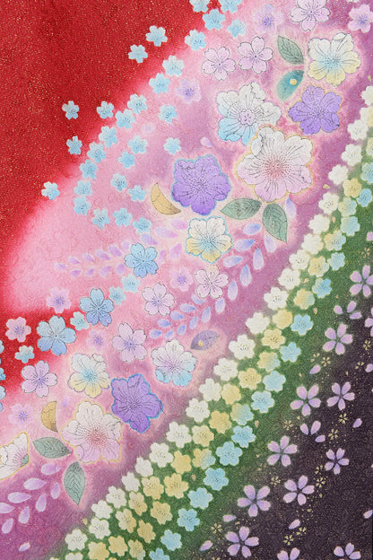 成人式の振袖レンタル衣装 商品詳細ページ 【赤】【振袖f046】
