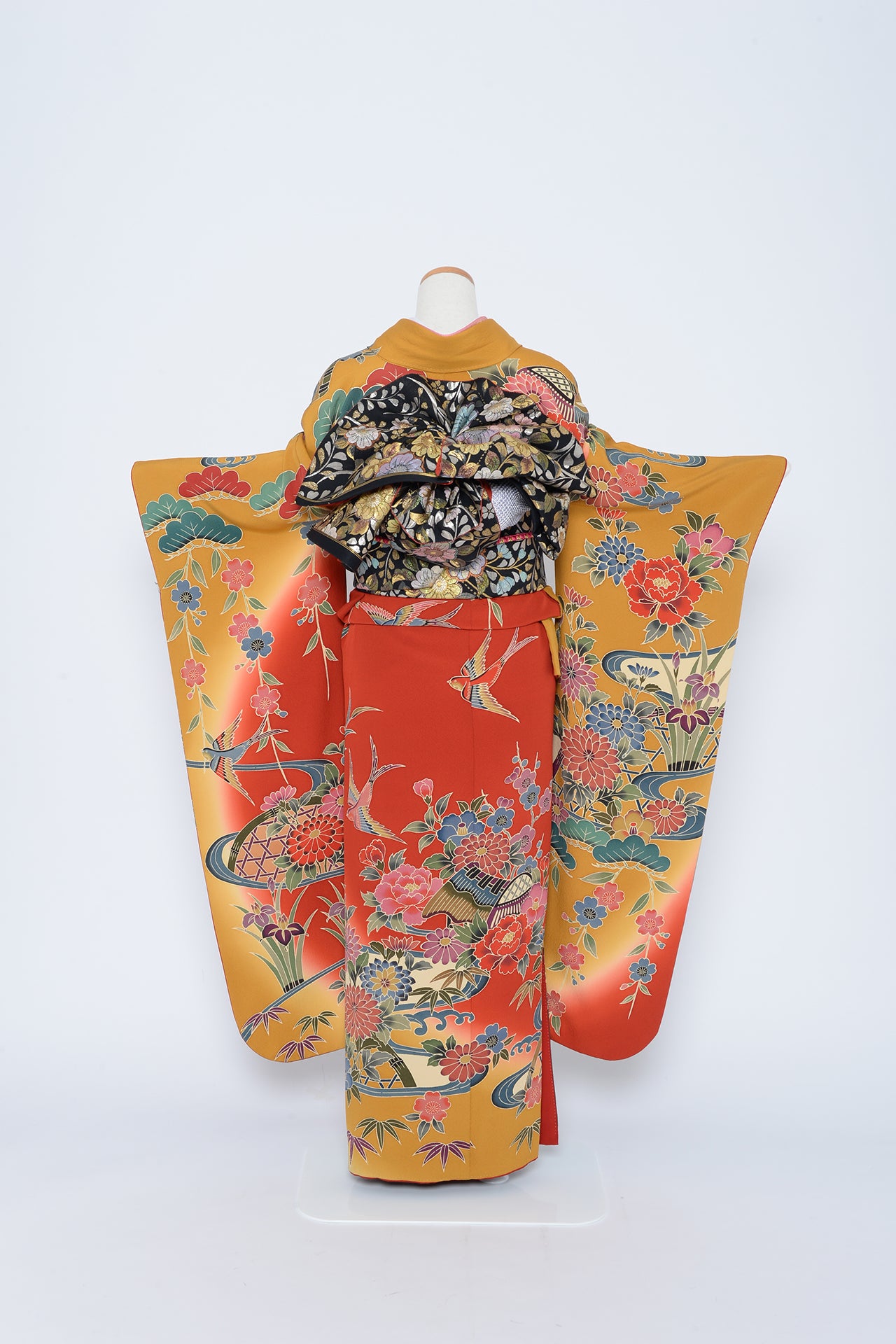 成人式の振袖レンタル衣装 商品詳細ページ 【オレンジ】【振袖f015